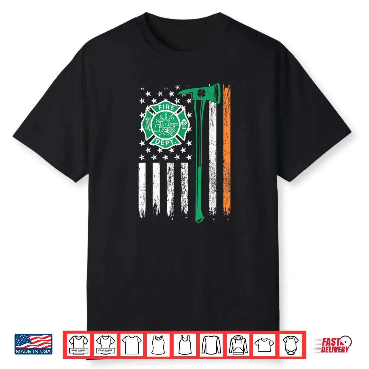 Retro Firefighter Shamrocks USA Flag & Axe St. Patricks Day Shirt Retro Firefighter Shamrocks USA Flag & Axe St. Patricks Day Shirt