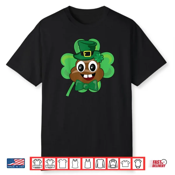 Saint Patrick’s Day Funny Poop Emoji Leprechaun Green Clover Shirt