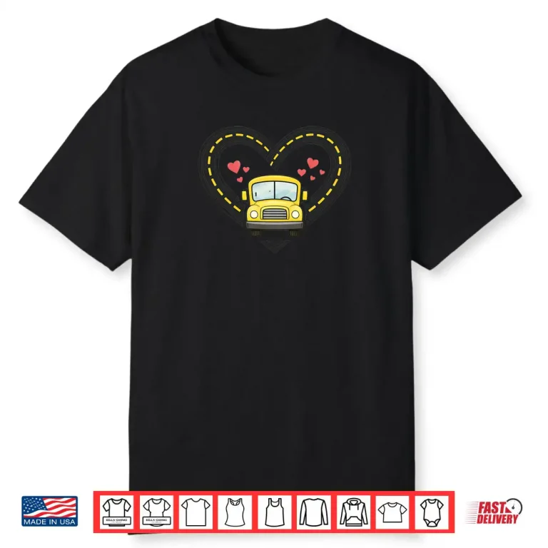 School Bus Heart Road Valentine Shirt