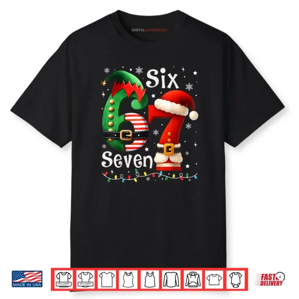 Six Seven 67 Meme 6 7 Elf Santa Christmas Pajamas Shirt