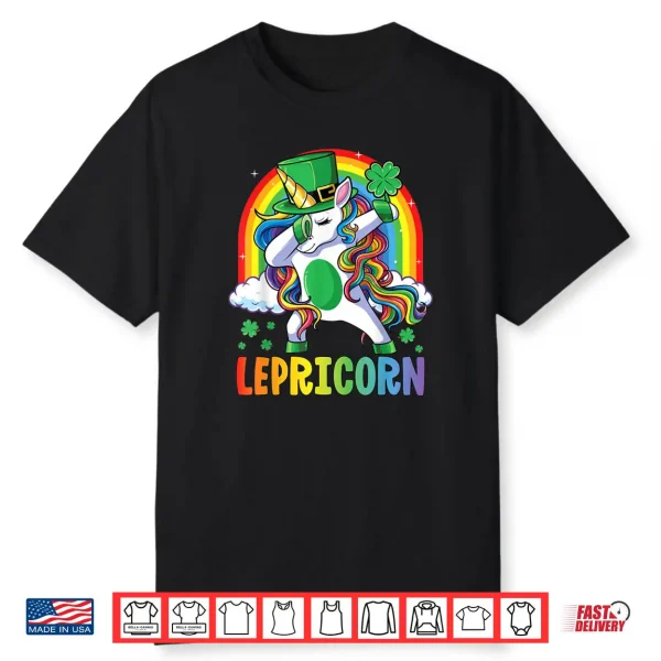 St Patricks Day Girls Dabbing Unicorn Leprechaun Lepricorn Shirt