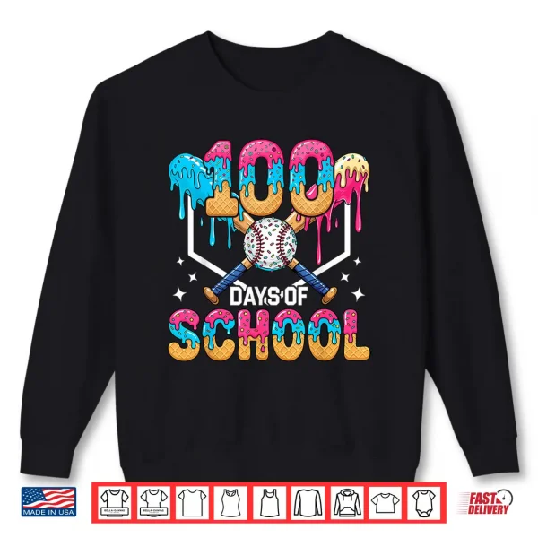 Sweatshirt 100 Days of School Baseball Boys Kids 100th Day of School Shirt