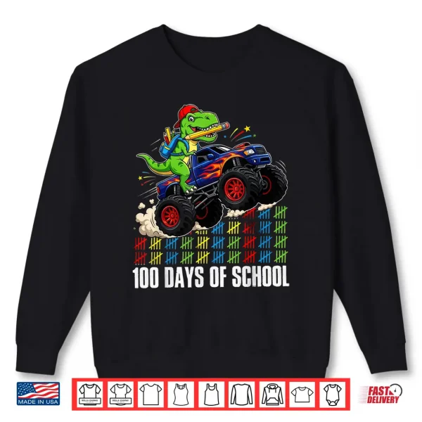 Sweatshirt 100 Days of School Dinosaur 100 Days Smarter 100th Day Kids Shirt 3