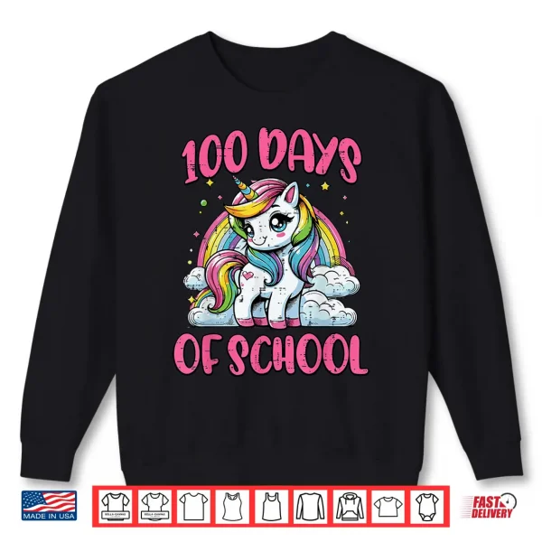 Sweatshirt 100 Days of School Unicorn Cute 100th Day Girls Kids Toddler Shirt