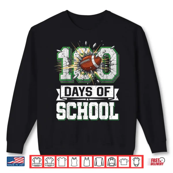 Sweatshirt 100th Day of School Football 100 Days of School Boys Kids Shirt
