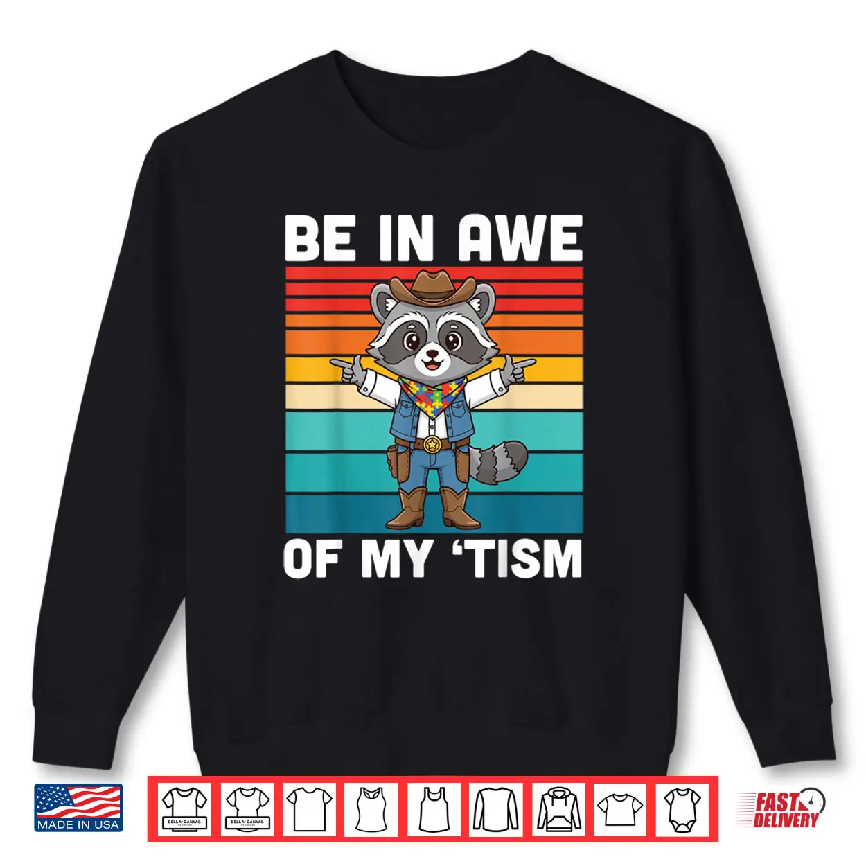 Be in Awe of My Tism Cute Cowboy Raccoon Autism Awareness Shirt Be in Awe of My Tism Cute Cowboy Raccoon Autism Awareness Shirt
