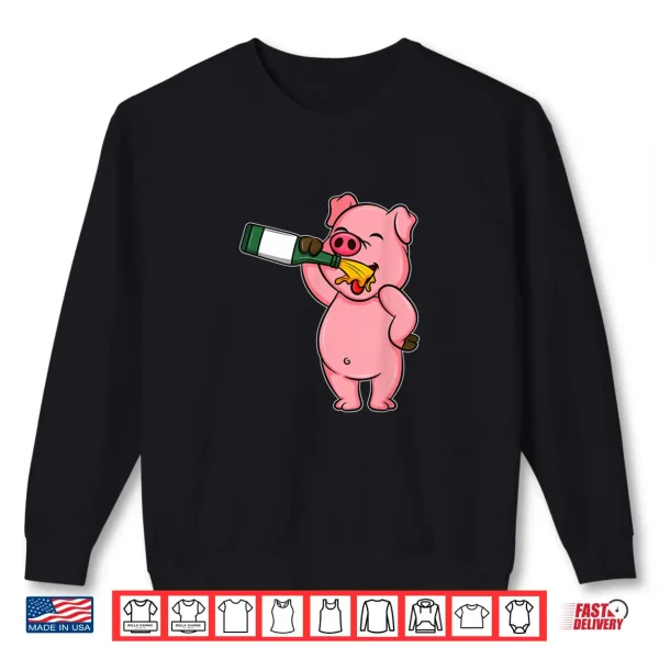 Sweatshirt Beer Day Pig Shirt Alcohol Drink Party Wine Shirt