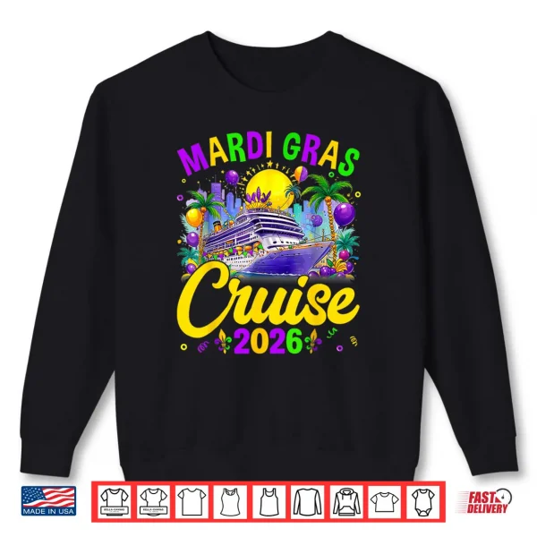 Sweatshirt Carnival Cruise 2026 Family Cruising Mask Mardi Gras Shirt