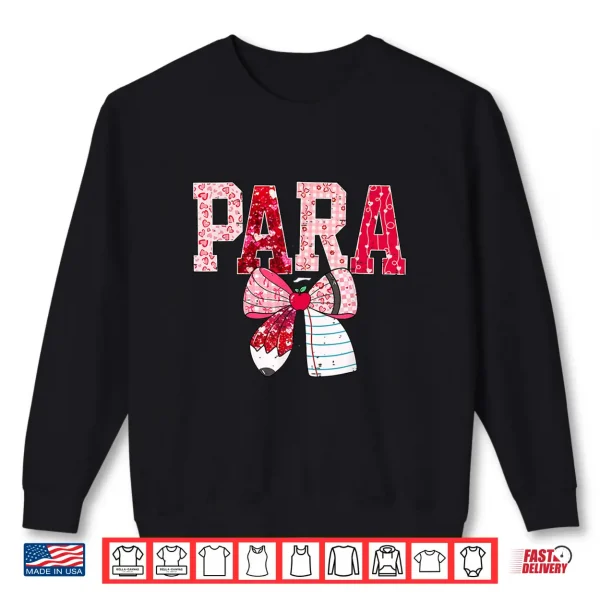 Sweatshirt Coquette Bow Pencil Funny para Teacher Valentine Red Hearts Shirt