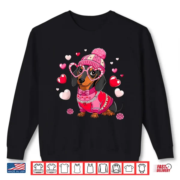 Sweatshirt Cute Dachshund Valentines Day Heart Lover Dog Mom Women Shirt