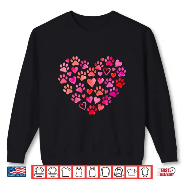 Sweatshirt Cute Dog Lover Heart Paw Valentine Pet Owner Shirt