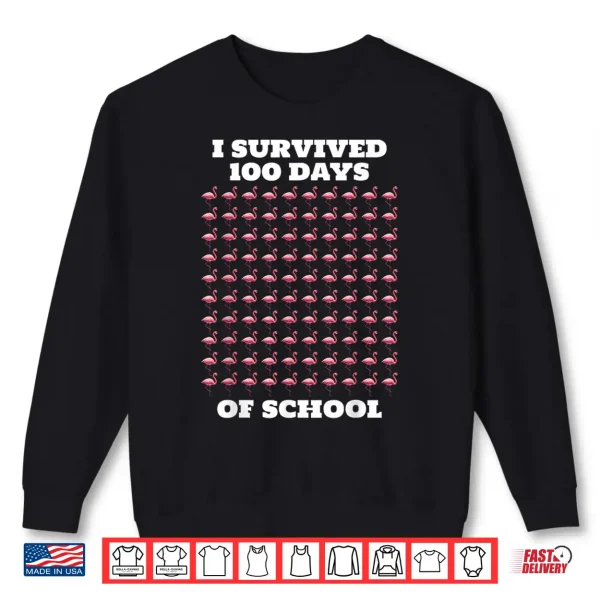 Sweatshirt Funny Pink Flamingos 100 Days of School Shirt 1