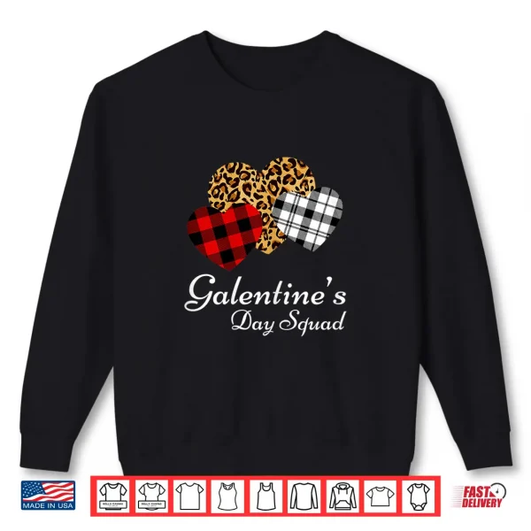 Sweatshirt Galentines Day Squad Valentines Hearts Love Leopard Plaid Shirt