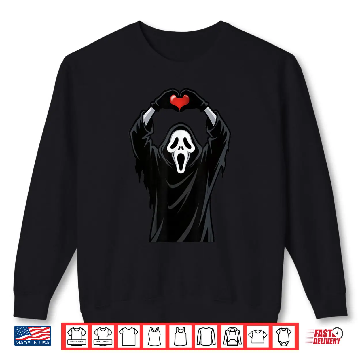 Ghost Red Heart Hands Scary Face Halloween Valentines Day Shirt Ghost Red Heart Hands Scary Face Halloween Valentines Day Shirt
