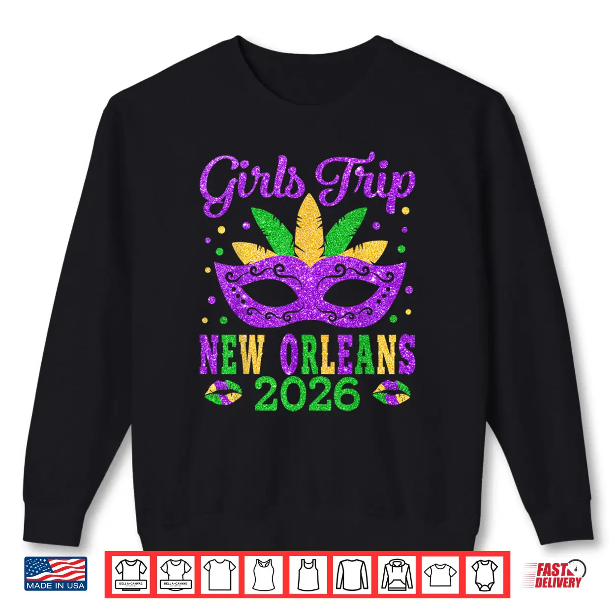 Girls Trip New Orleans 2026 Mask Mardi Gras Festival Shirt Girls Trip New Orleans 2026 Mask Mardi Gras Festival Shirt