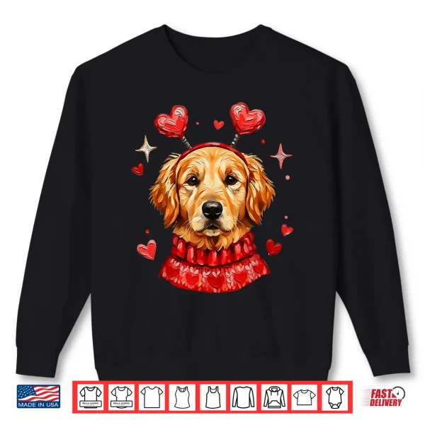 Sweatshirt Golden Retriever Valentine Cute Heart Dog Mom Dad Dog Lover Shirt