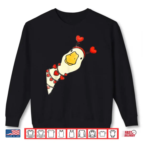 Sweatshirt Goose Valentine Red Heart Shirt