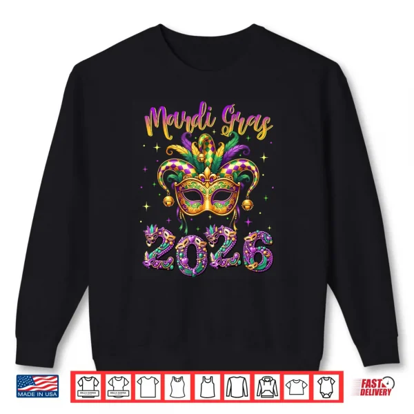 Sweatshirt Happy Mardi Gras Carnival 2026 Jester Hat Shirt