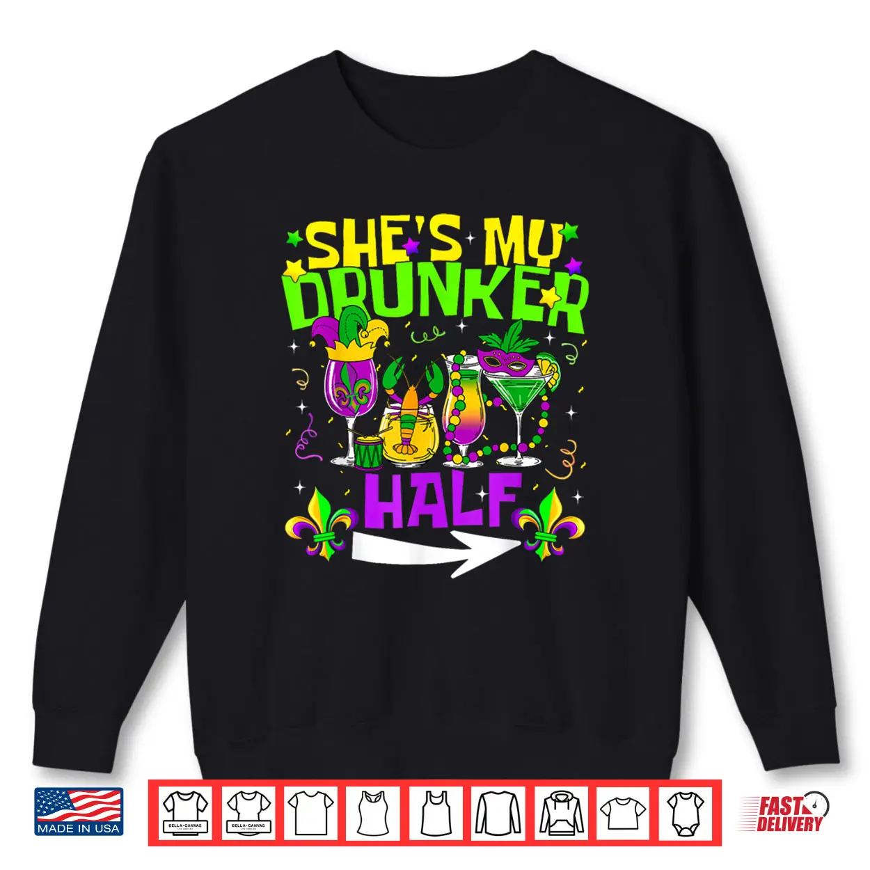 He’s She’s My Drunker Half Matching Couple Mardi Gras Shirt He’s She’s My Drunker Half Matching Couple Mardi Gras Shirt