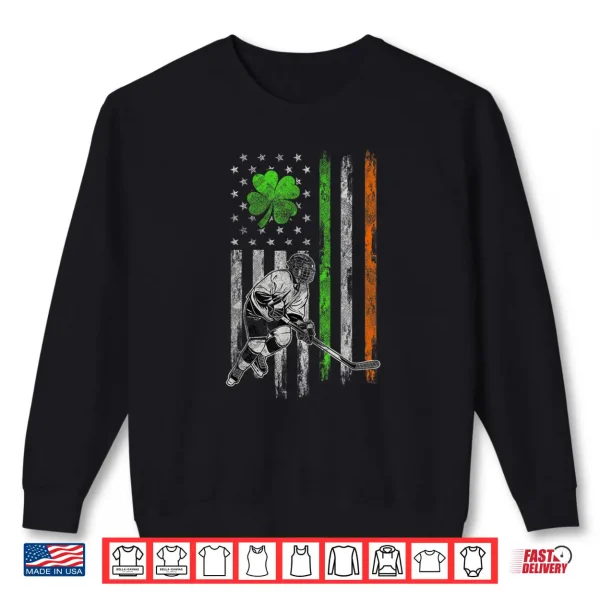 Sweatshirt Hockey American Irish Flag St Patricks Day Shamrock Leaf Shirt