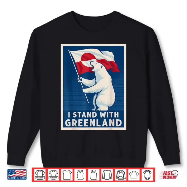 Sweatshirt I Stand with Greenland Flag Bear Greenlanders Supports Shirt 1