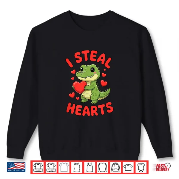 Sweatshirt I Steal Hearts Valentines Day Alligator Shirt