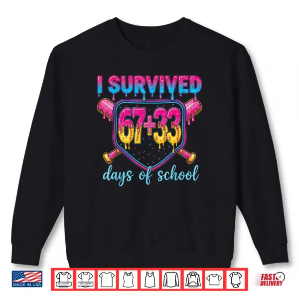 Sweatshirt I Survived 67 33 Days of School 100 Days 6 7 Kids Boys Girls Shirt