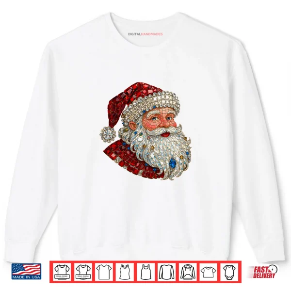Sweatshirt Jeweled Glam Santa Sparkle Christmas Shirt