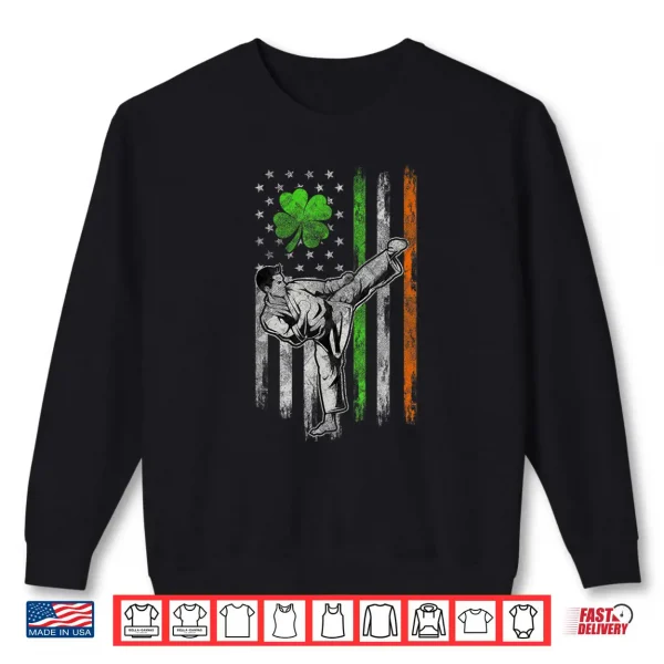 Sweatshirt Karate American Irish Flag St Patricks Day Shamrock Leaf Shirt