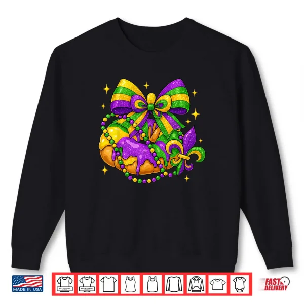 Sweatshirt King Cake Season Coquette Bow Fleur De Lis Mardi Gras Shirt