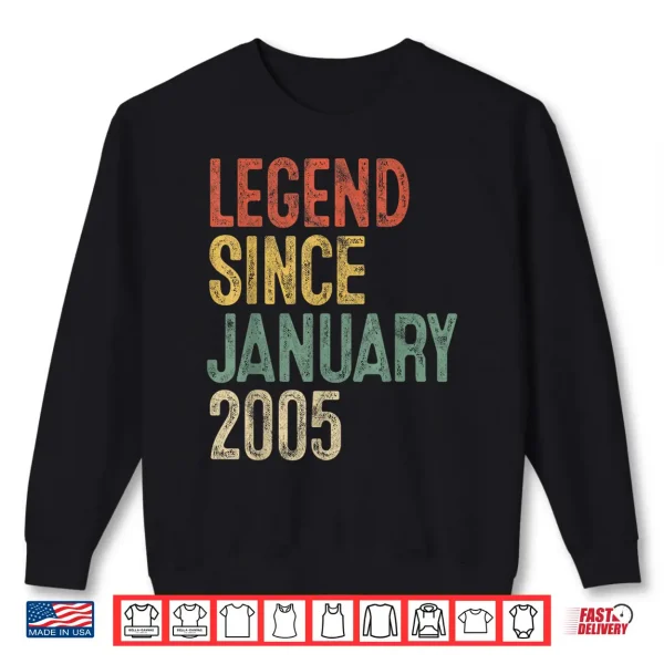 Sweatshirt Legend January 2005 21st Birthday Men Women 21 Year Old Shirt