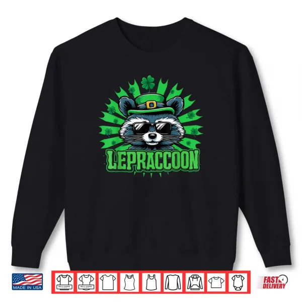Sweatshirt Lepraccoon Irish Fairy Folk Funny Raccoon St Patricks Day Shirt