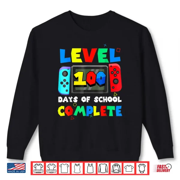 Sweatshirt Level 100 Days of School Complete Gamer Video Games Boys Shirt