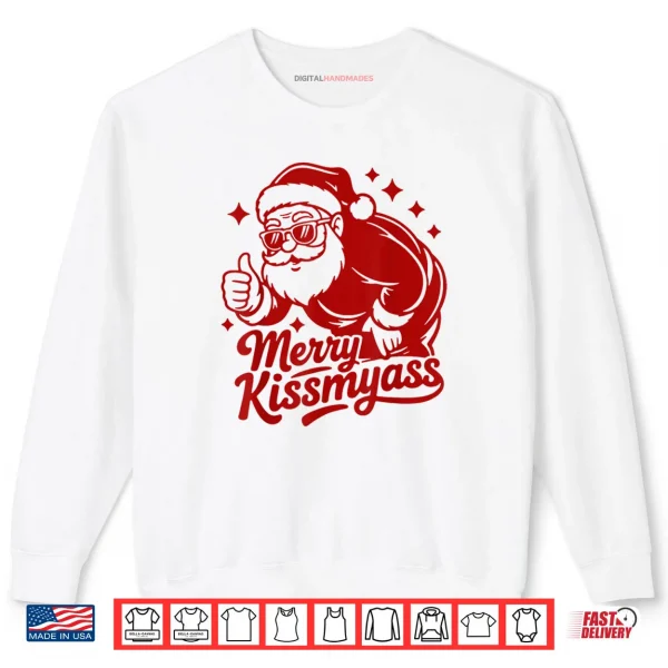 Sweatshirt Merry KissMyAss X Xmas Santa Sunglasses Christmas Shirt