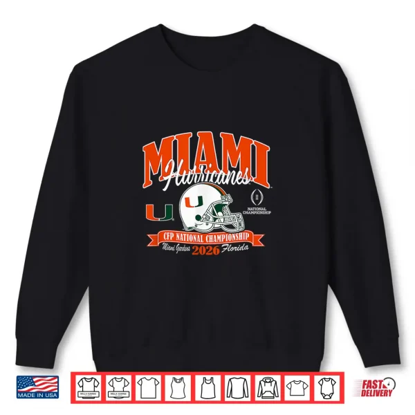 Sweatshirt Miami Hurricanes National Championship CFP 2026 Helmet Black Shirt