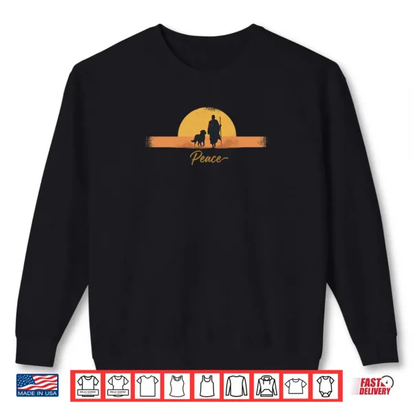 Sweatshirt Peace Minimalist Zen Art Walk for Peace Monks with Aloka Dog Shirt