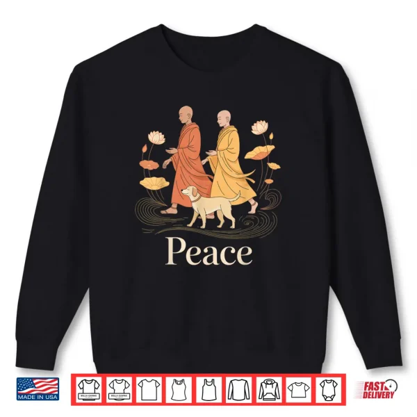 Sweatshirt Peace Walking Monks Zen Calm Minimalist Art Shirt