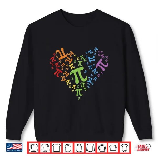Sweatshirt Pi Day Shirt Rainbow Heart Math Lgbt Gay Lesbian Pride Gift Shirt
