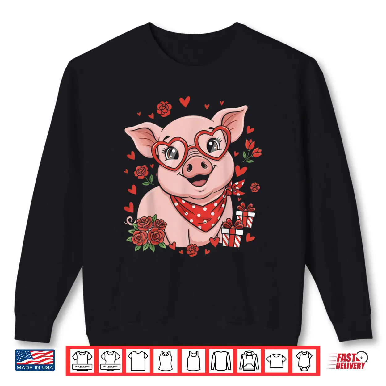 Pig Cute Farm Animal Sunglasses Heart Love Valentine Shirt Pig Cute Farm Animal Sunglasses Heart Love Valentine Shirt