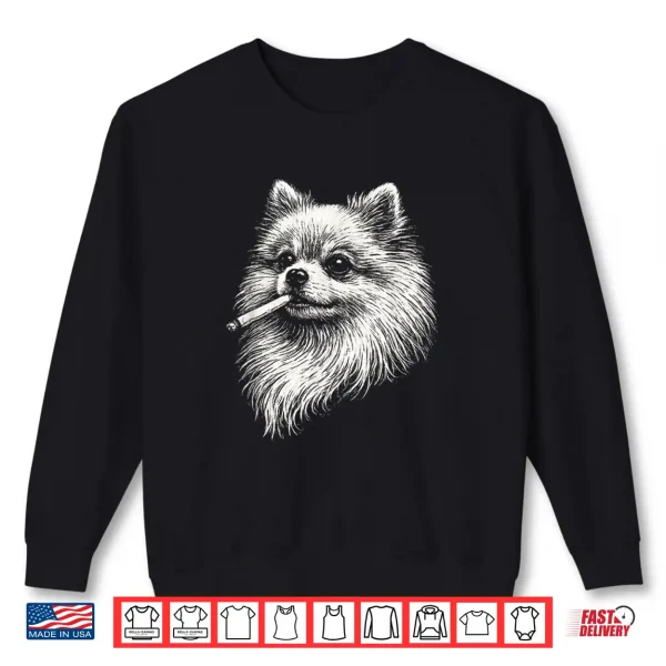 Sweatshirt Pomeranian Smoking Meme Funny Dog Shirt 1