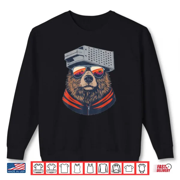 Retro Bear with Cheese Grater Hat and Sunglasses Sunset Art Shirt 1 Sweatshirt Retro Bear with Cheese Grater Hat and Sunglasses Sunset Art Shirt