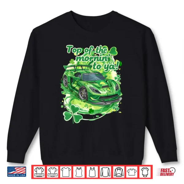Sweatshirt Saint Patricks Day Sports Car Racecar Green for Boys Shirt