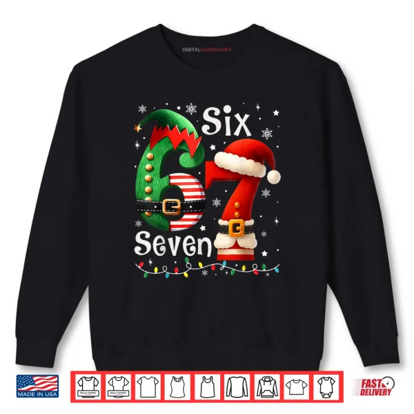 Sweatshirt Six Seven 67 Meme 6 7 Elf Santa Christmas Pajamas Shirt