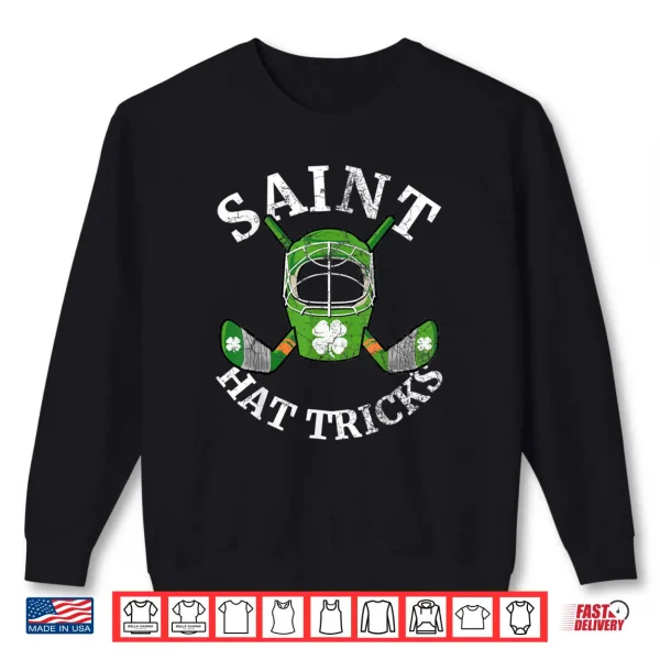 Sweatshirt St. Patricks Day Saint Hat Tricks Hockey Shamrock Kids Boys Shirt