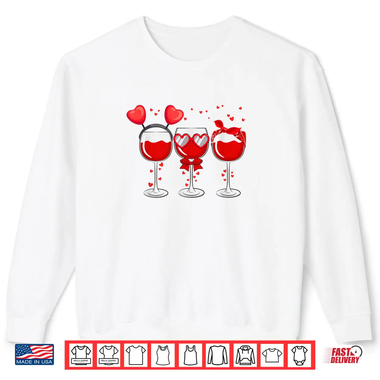 Three Glasses Wine Heart Love Drink Wine Valentine Day Shirt Three Glasses Wine Heart Love Drink Wine Valentine Day Shirt