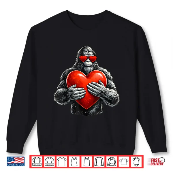 Sweatshirt Valentines Day Bigfoot Heart Sasquatch Men Boys Kids Shirt