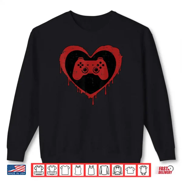Sweatshirt Valentines Day Gaming Heart Valentine Gamer Shirt