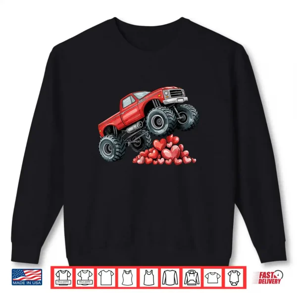 Valentines Day Monster Truck Hearts Shirt 1 Sweatshirt Valentines Day Monster Truck Hearts Shirt