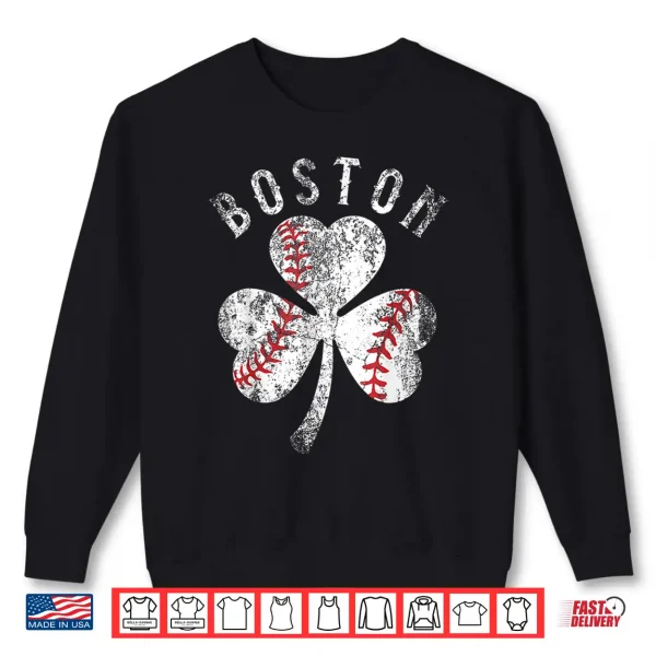 Sweatshirt Vintage Boston St Patricks Day Irish Shamrock Shirt