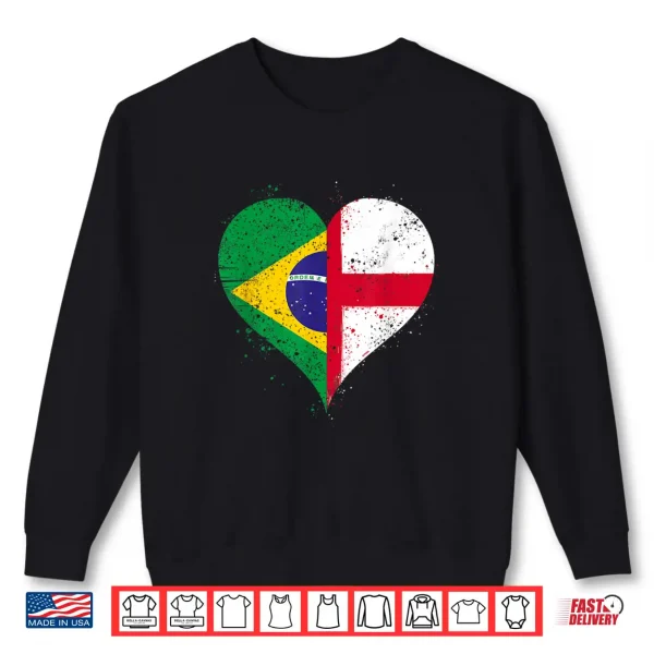 Sweatshirt Vintage Brazil England Flag for Proud Brazilian English Fans Shirt